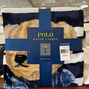 Polo Ralph Lauren Polo Bear Striped Blanket Throw, BRAND NEW